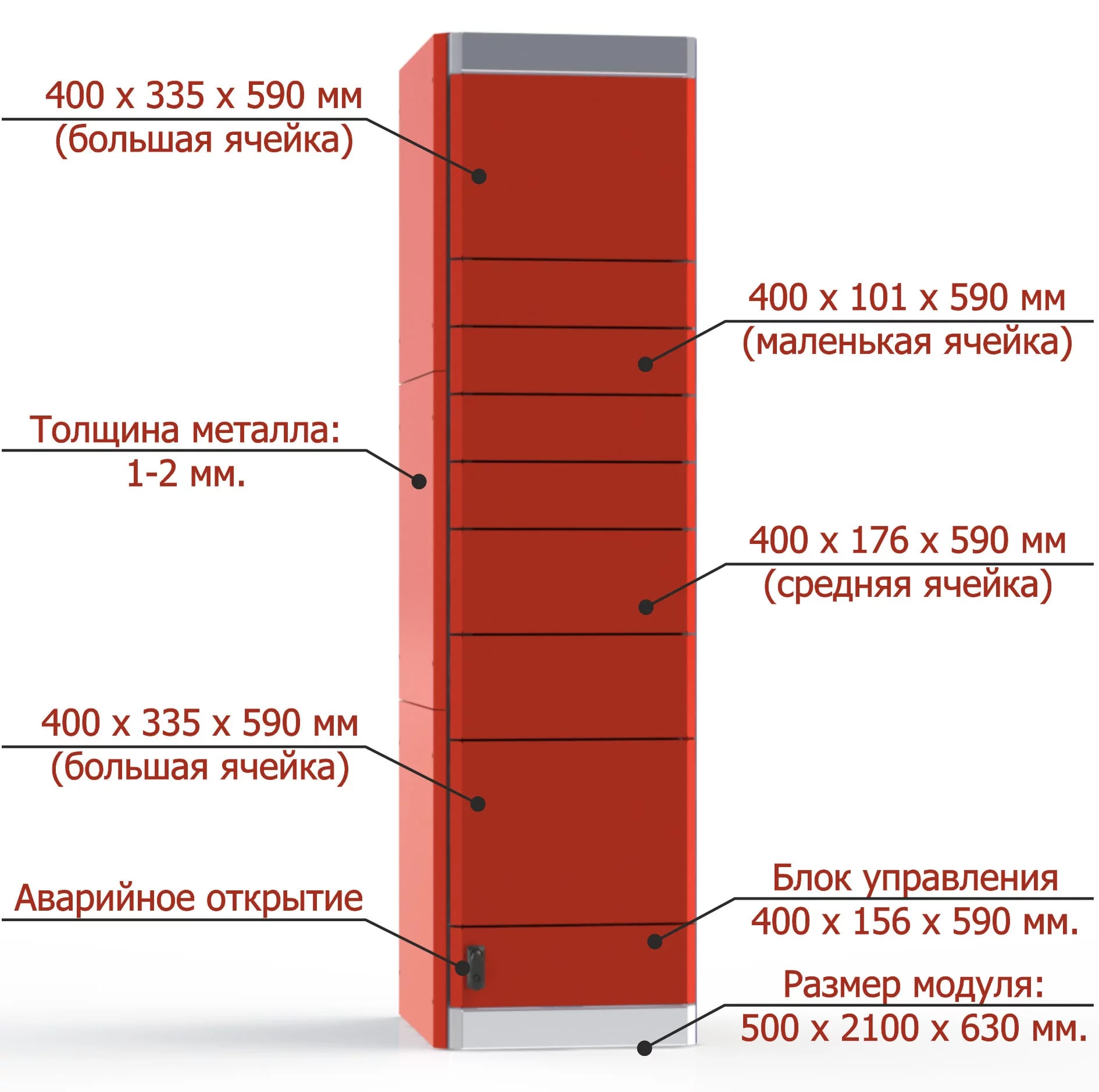 Модуль почтомата на 8 ячеек с управлением через мобильное приложение